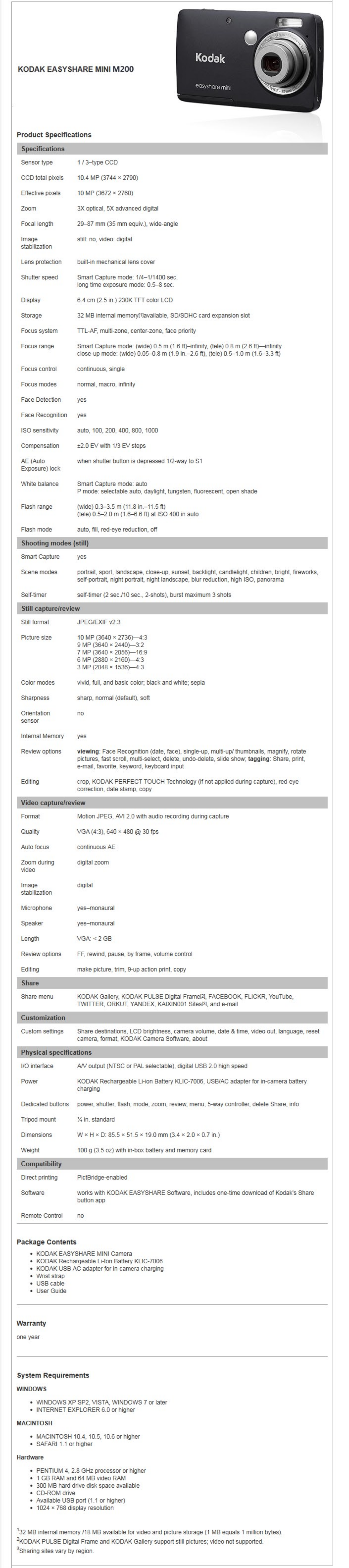 pdf for Kodak Digital Camera EasyShare M200 manual