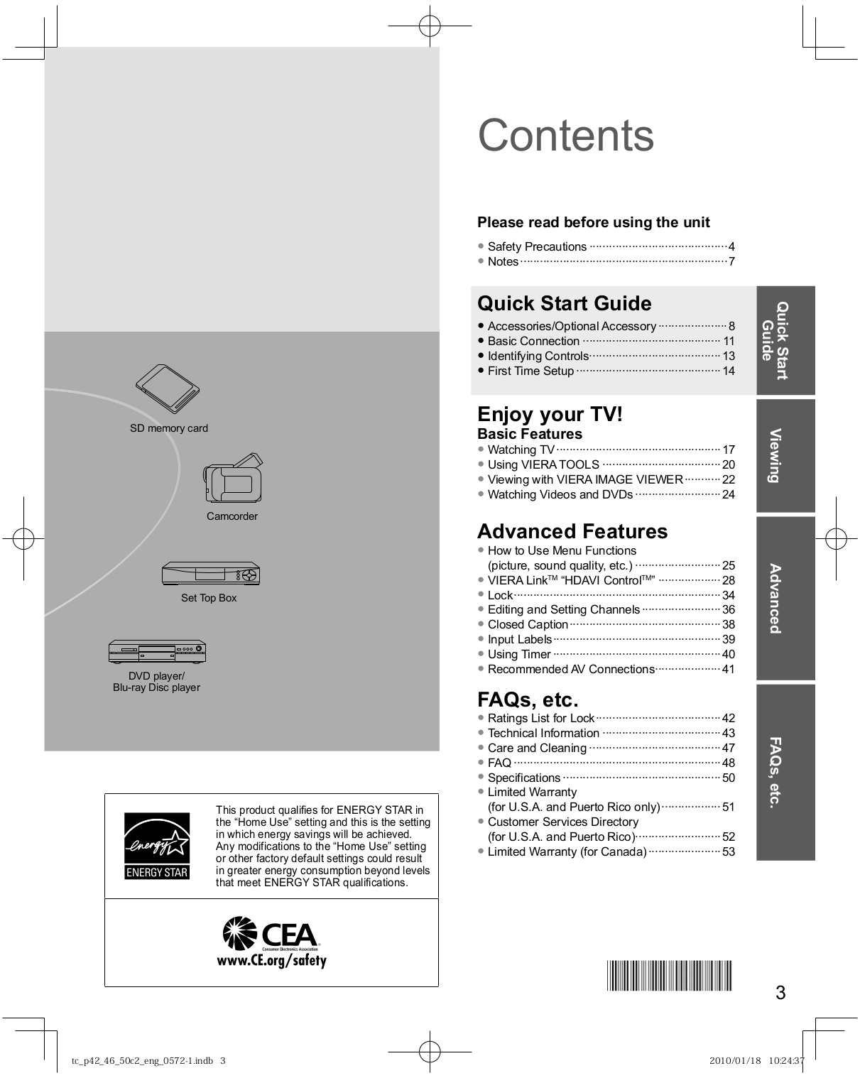 ... Panasonic TV Viera TC-P50C2 pdf page preview ...