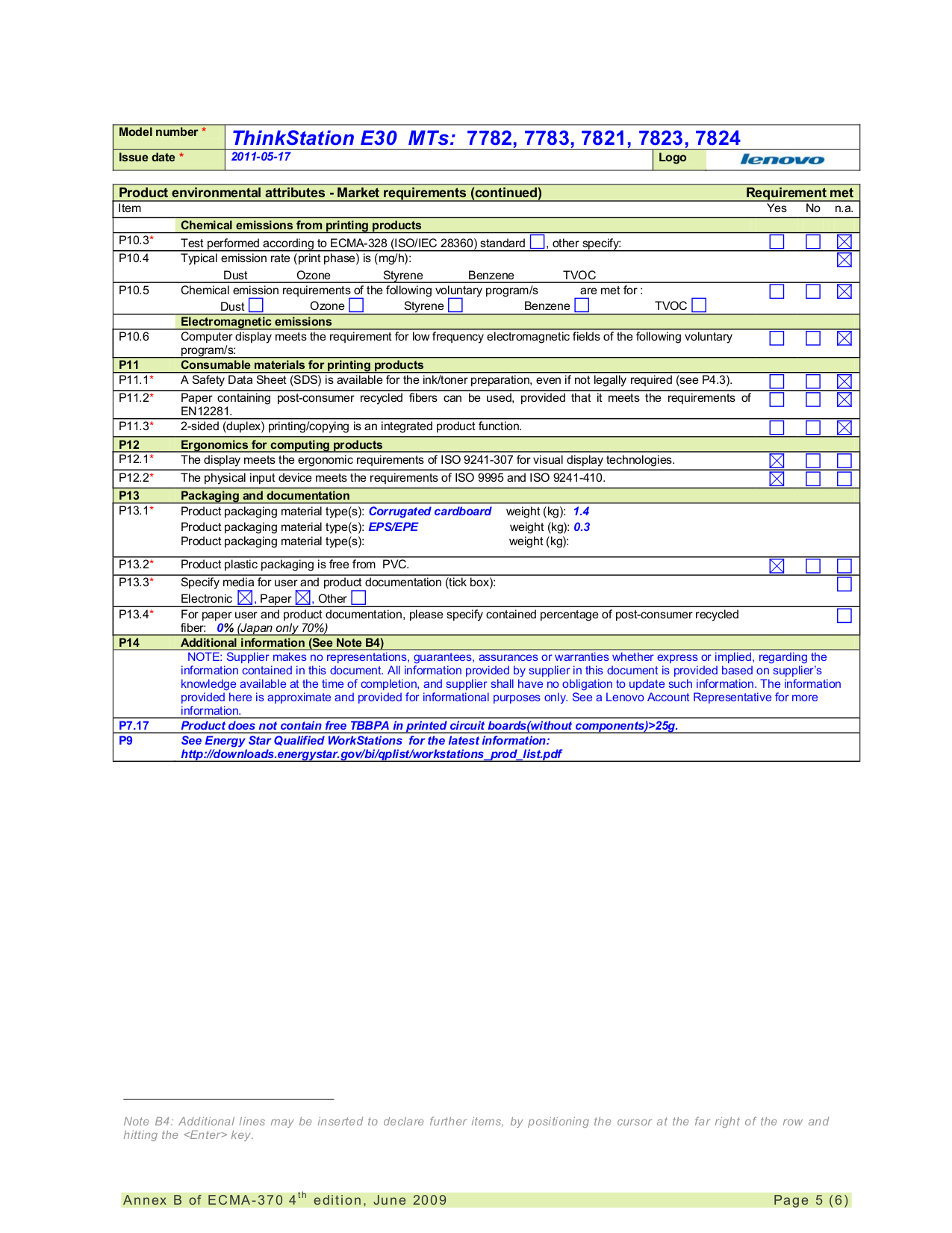 ... Lenovo Desktop ThinkStation E30 7783 pdf page preview ...