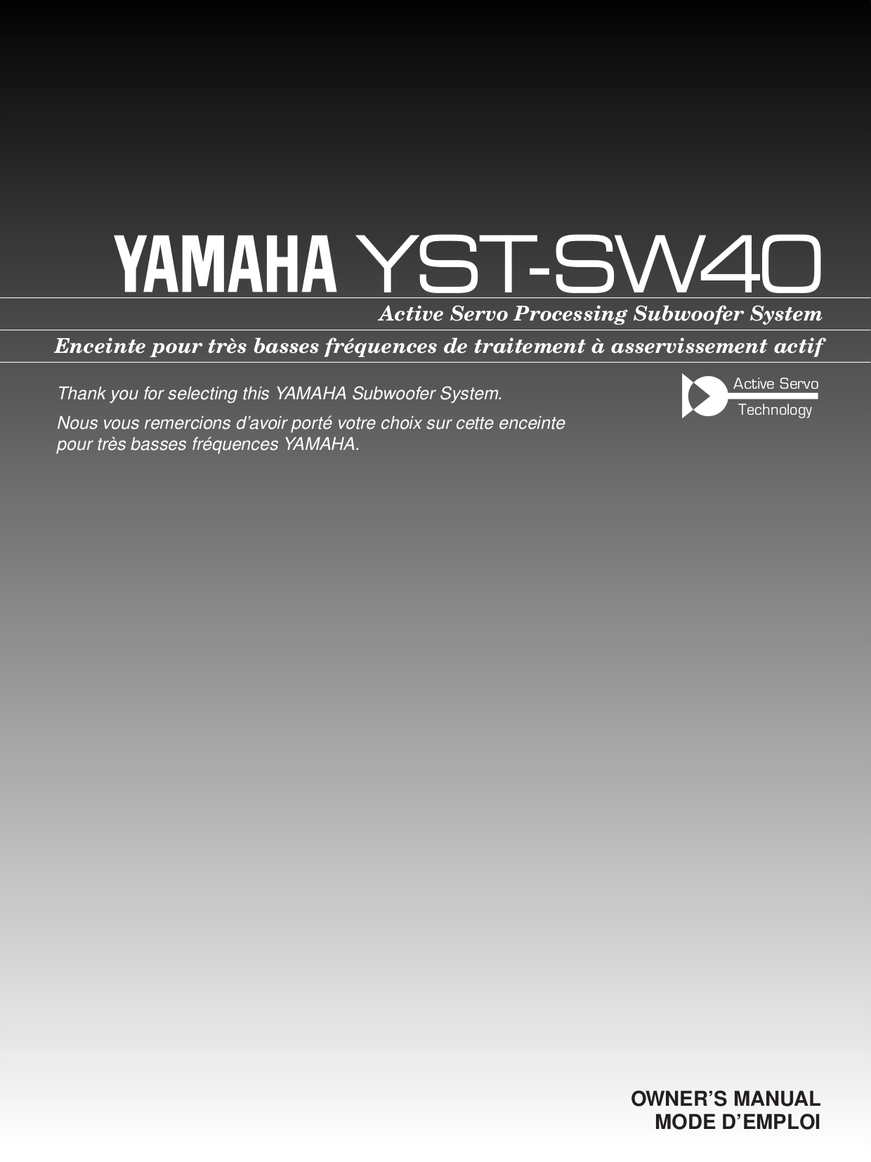 pdf for Yamaha Subwoofer YST-SW60 manual