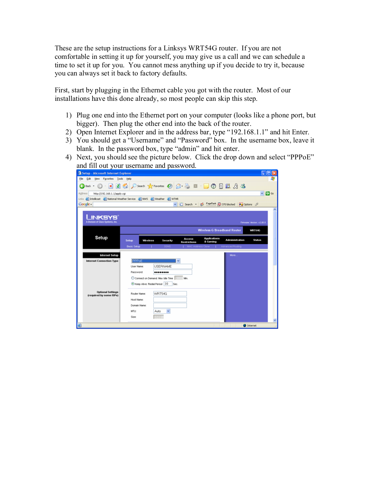 Linksys Manual For Wrt54g