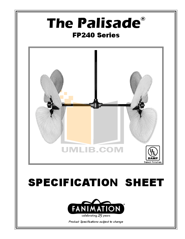 Download Free Pdf For Fanimation Palisade Fp240 Ceiling Fans Other