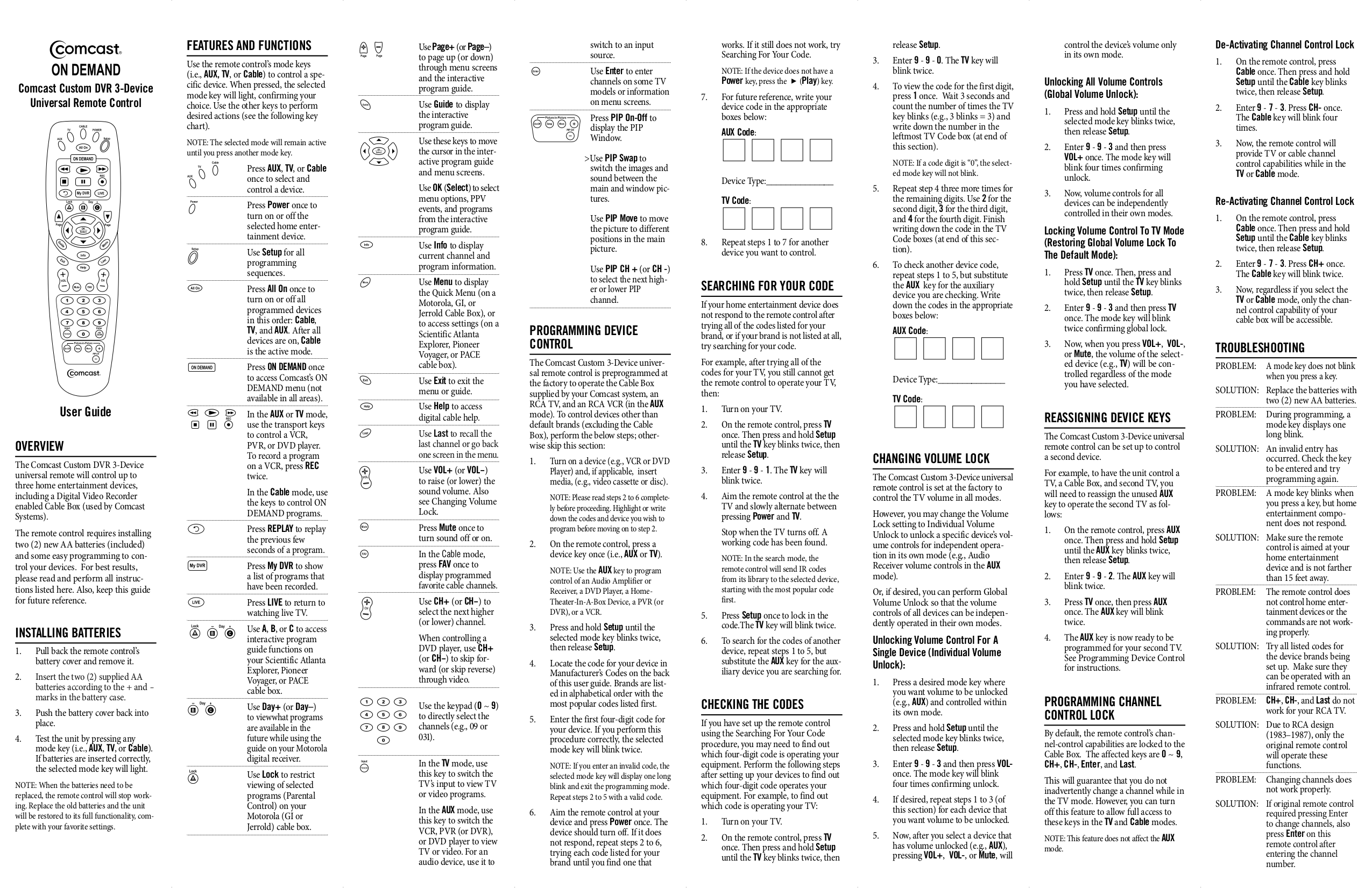 Motorola L1474 Remote Manual