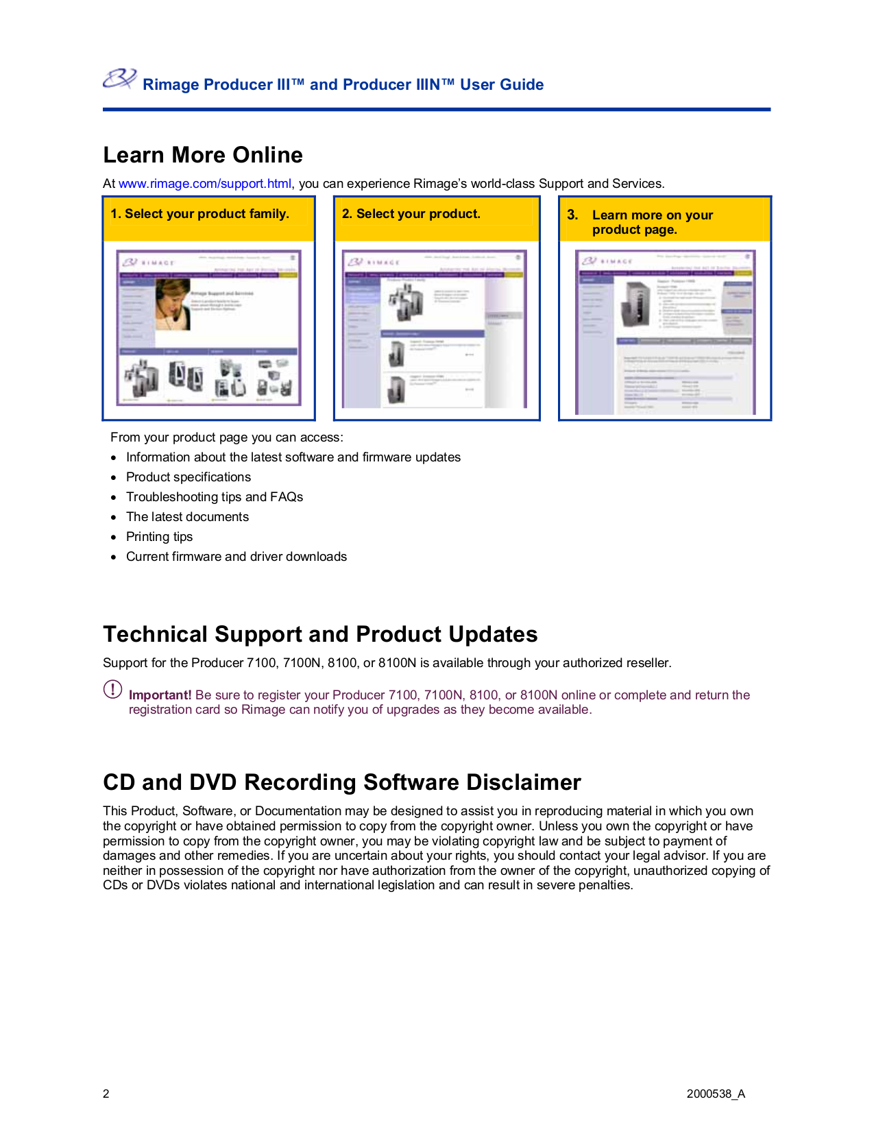 ... Rimage Printer Producer 8100N pdf page preview ...