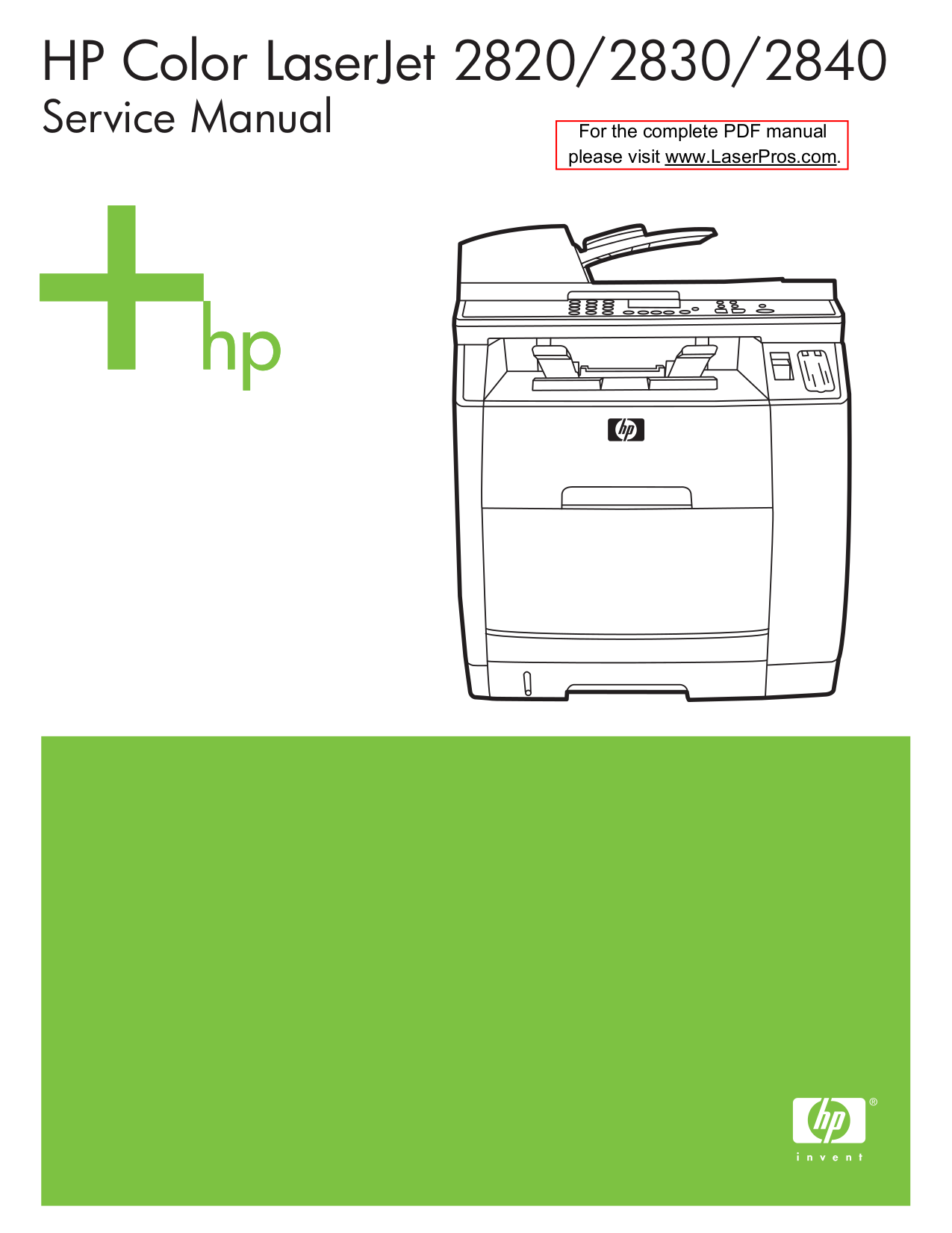 pdf for HP Multifunction Printer Laserjet,Color Laserjet 2820 manual
