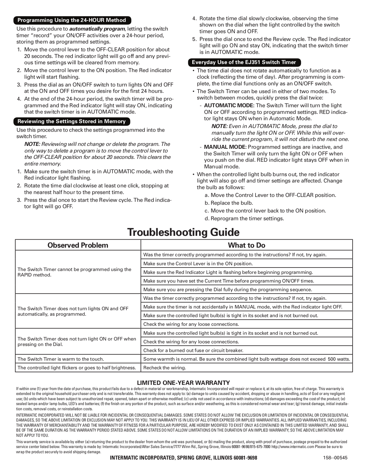 PDF manual for Intermatic Other EJ351 Timers