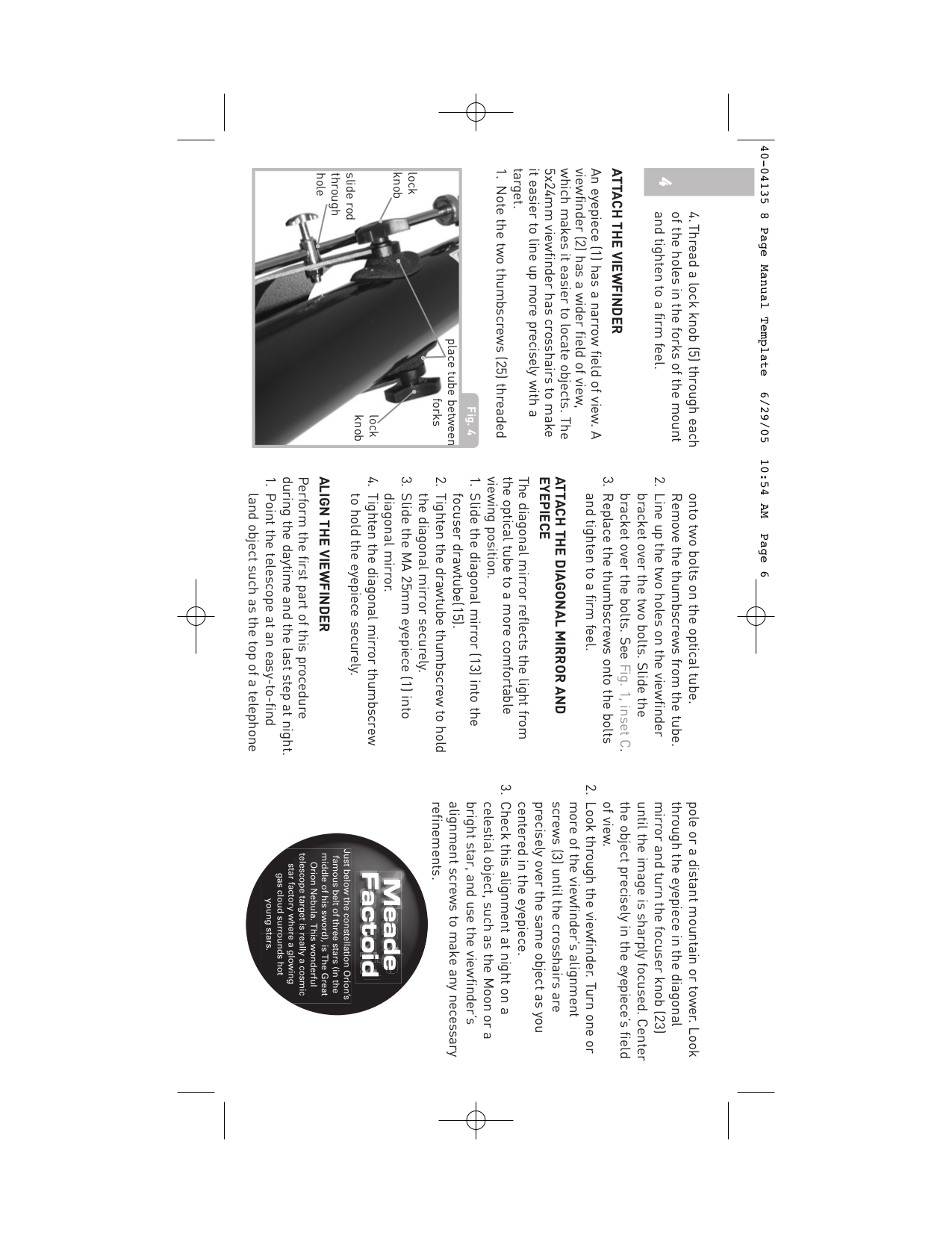 PDF manual for Meade Telescope Telestar 60AZA