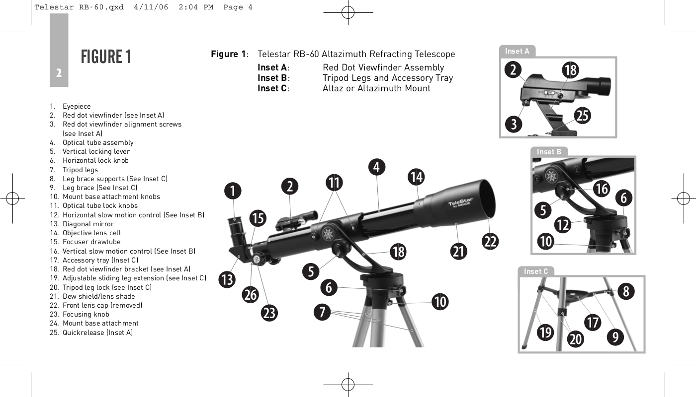 PDF manual for Meade Telescope Telestar 60AZA