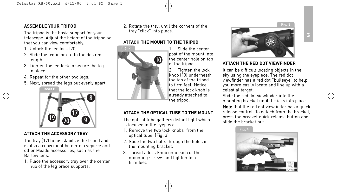 PDF manual for Meade Telescope Telestar 60AZA