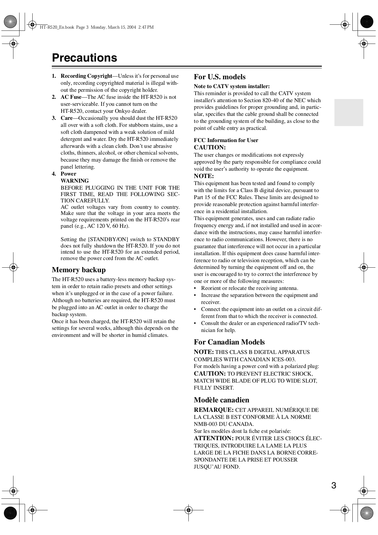 ... Onkyo Receiver HT-R520 pdf page preview ...