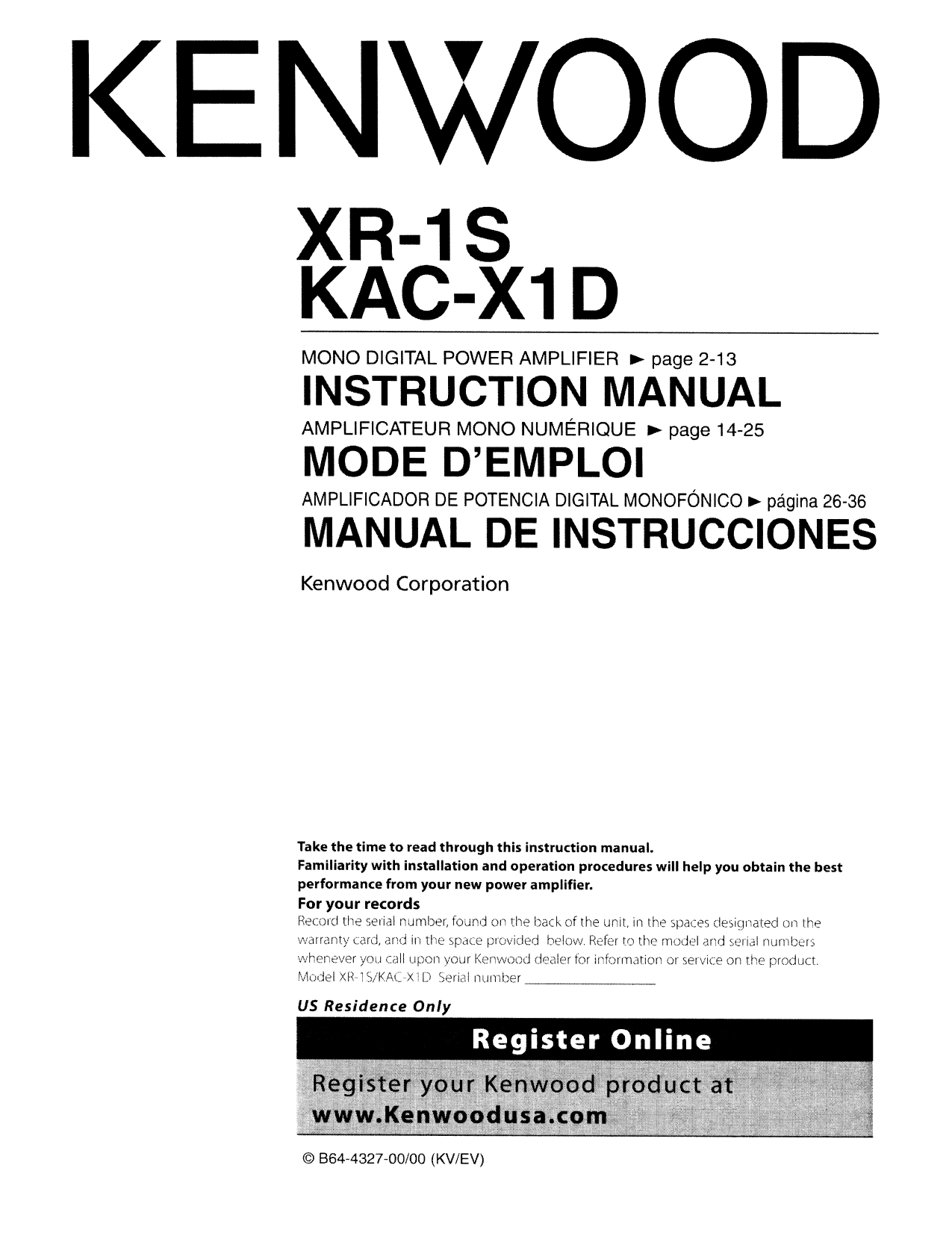Kenwood Car Stereo Operating Instructions