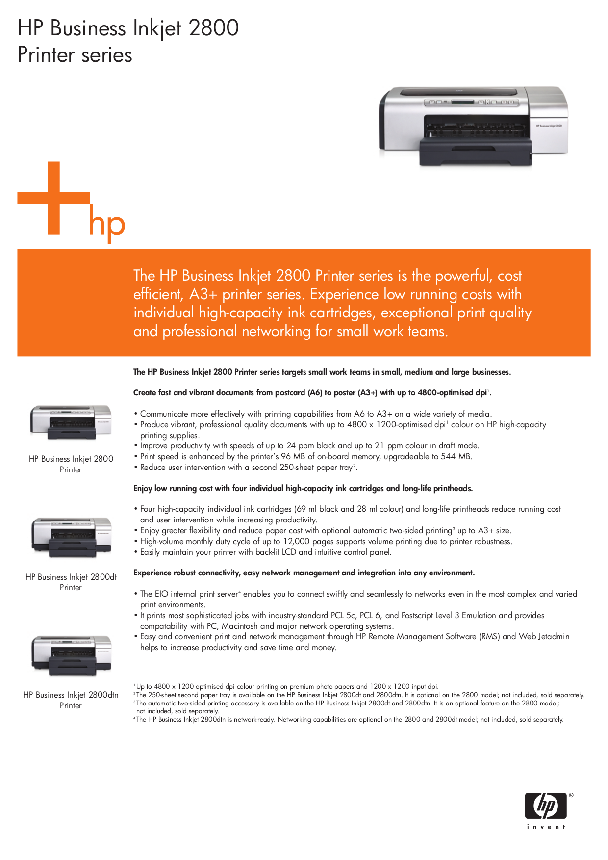 Download free pdf for HP Business Inkjet 2800 Printer manual