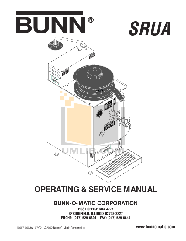 Download free pdf for Bunn SRUA Coffee Maker manual