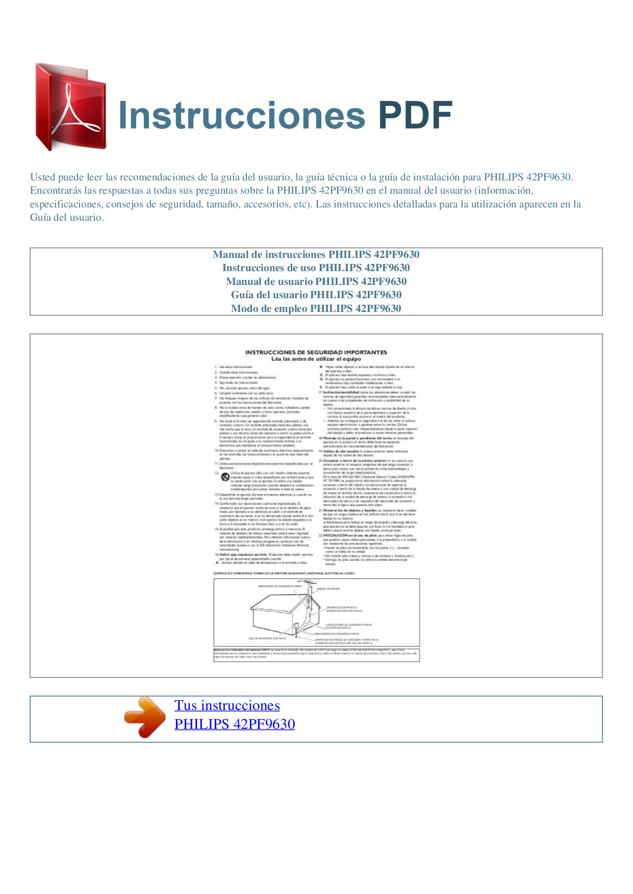 pdf for Philips TV 50PF9630 manual
