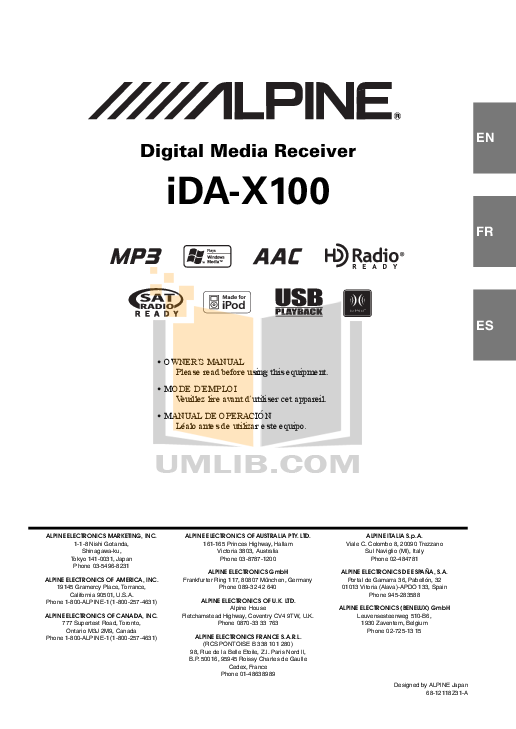 ALPINE IDA-X100 MANUAL PDF