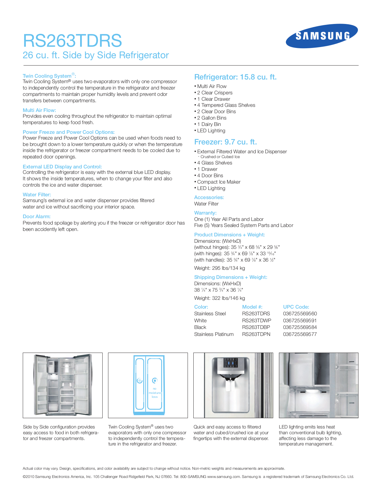 PDF manual for Samsung Refrigerator RS263TD