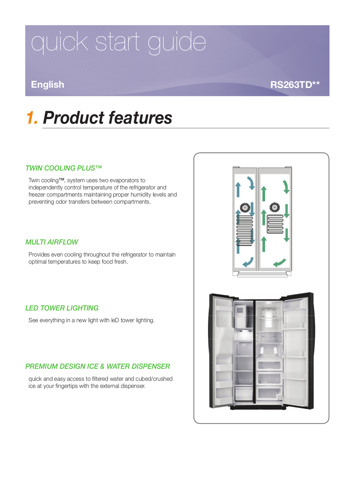 Download free pdf for Samsung RS263TD Refrigerator manual