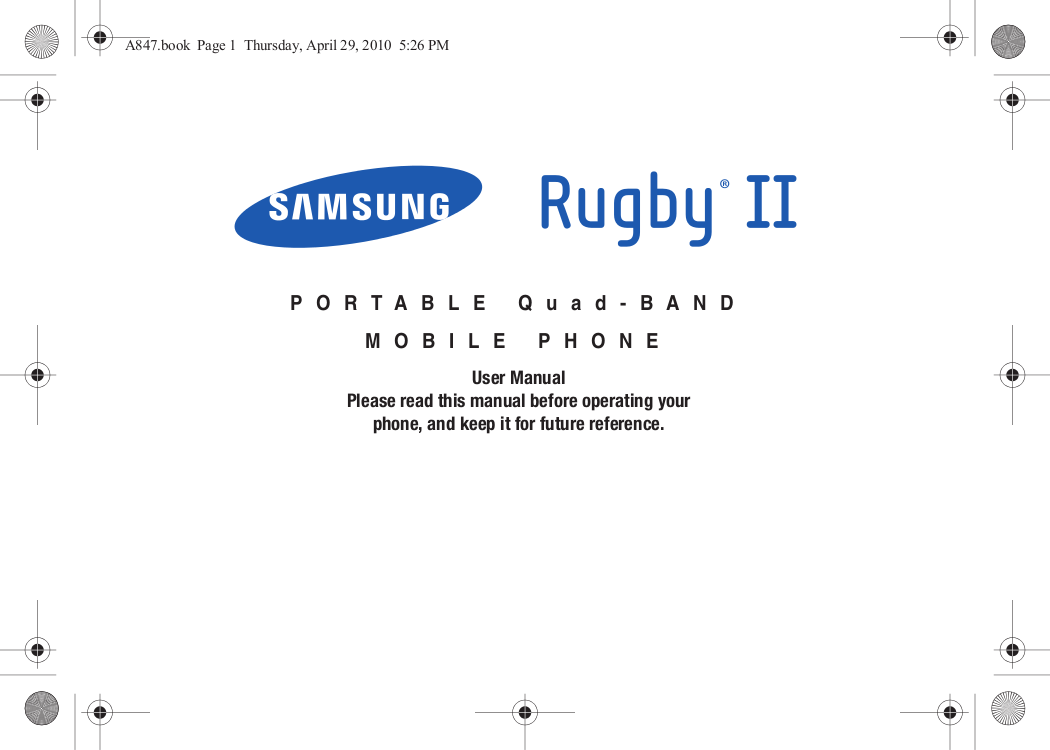 pdf for Samsung Cell Phone Rugby manual