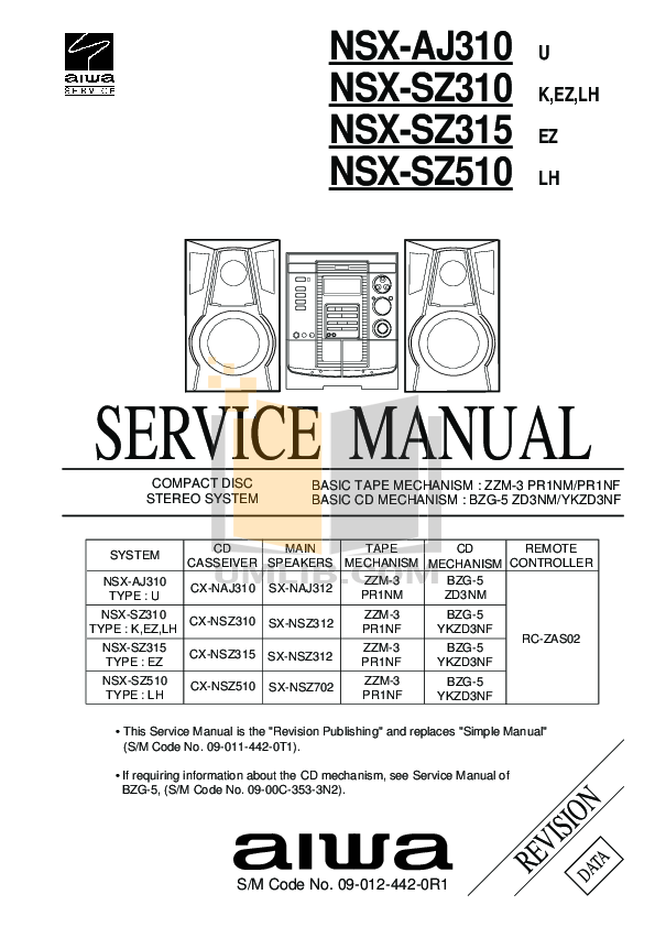 Download free pdf for Aiwa NSX330 Stereo Systems Other manual