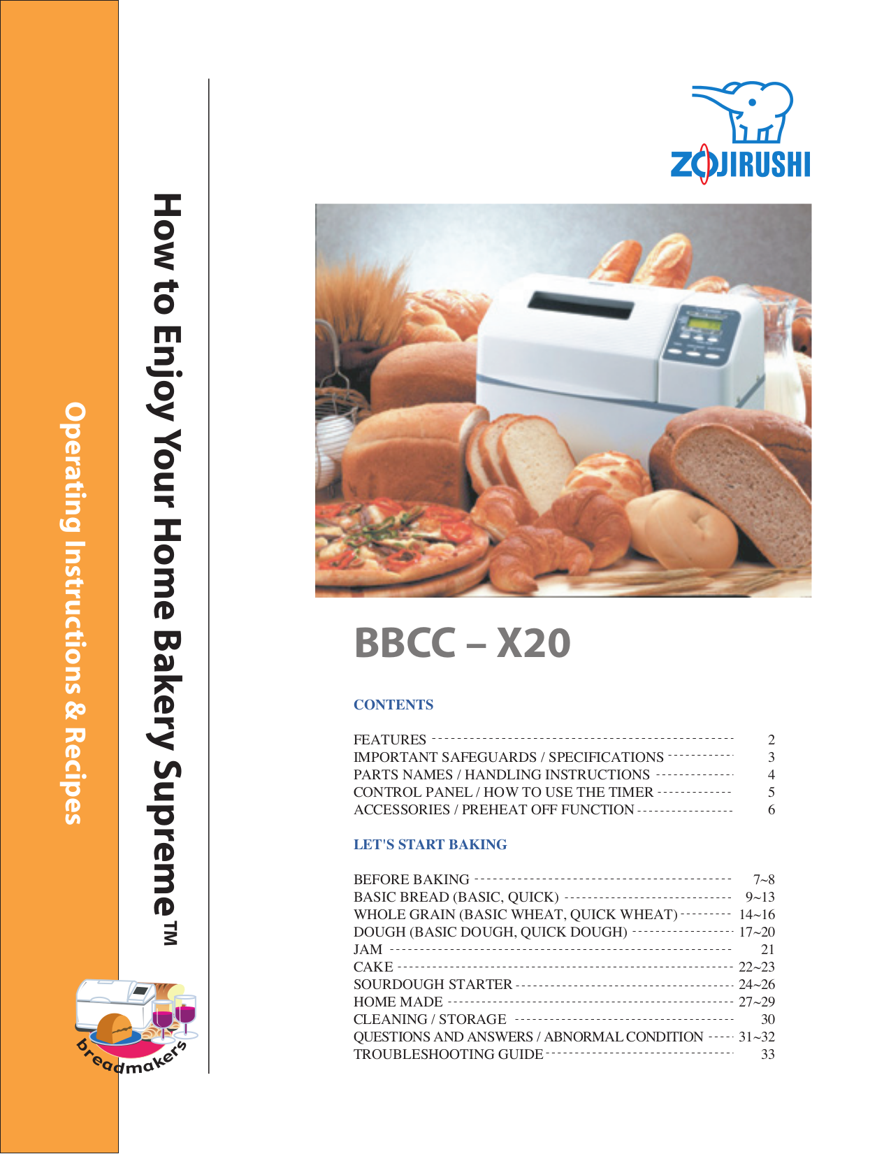 Download free pdf for Zojirushi BBCC-X20 Bread Maker manual