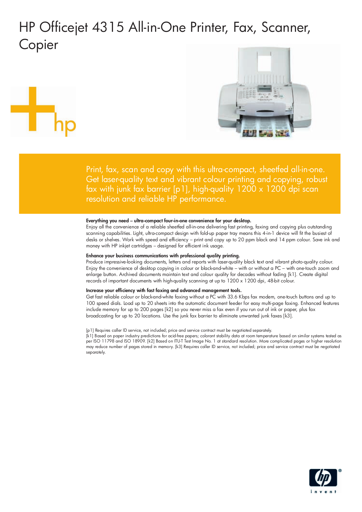 pdf for HP Multifunction Printer Officejet 4315v manual