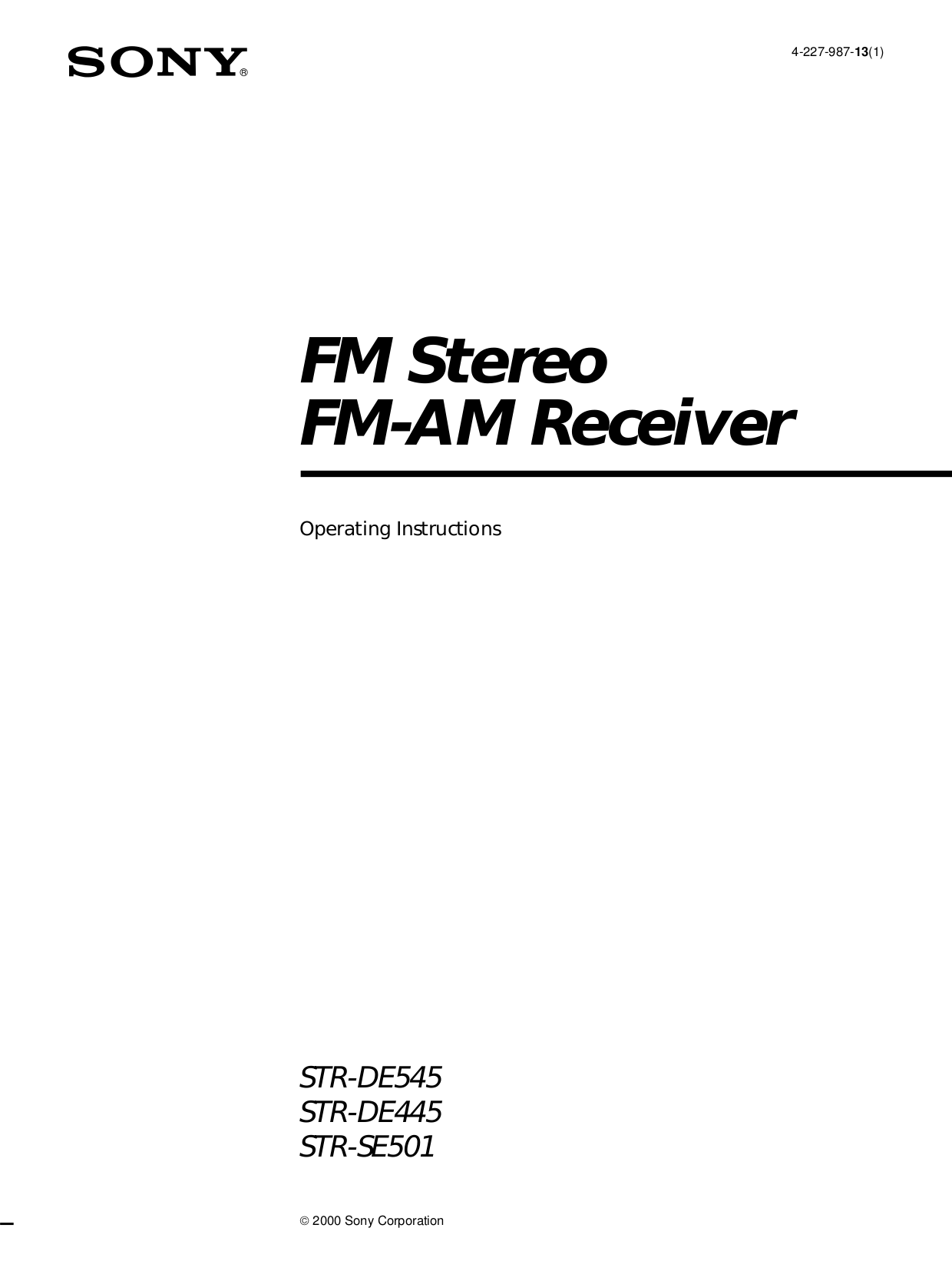 pdf for Sony Receiver STR-DE445 manual