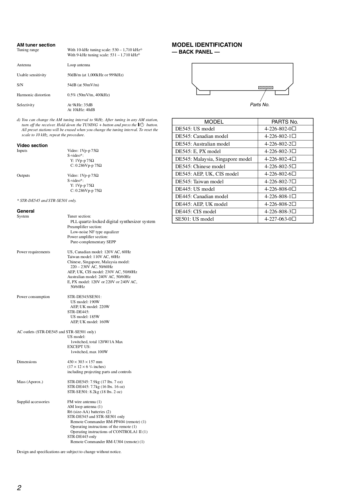 ... Sony Receiver STR-DE445 pdf page preview ...