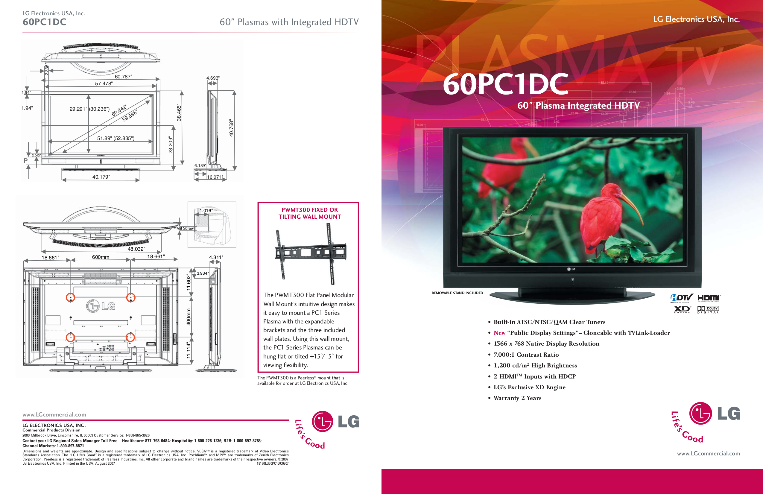 Download free pdf for LG 60PC1DC TV manual
