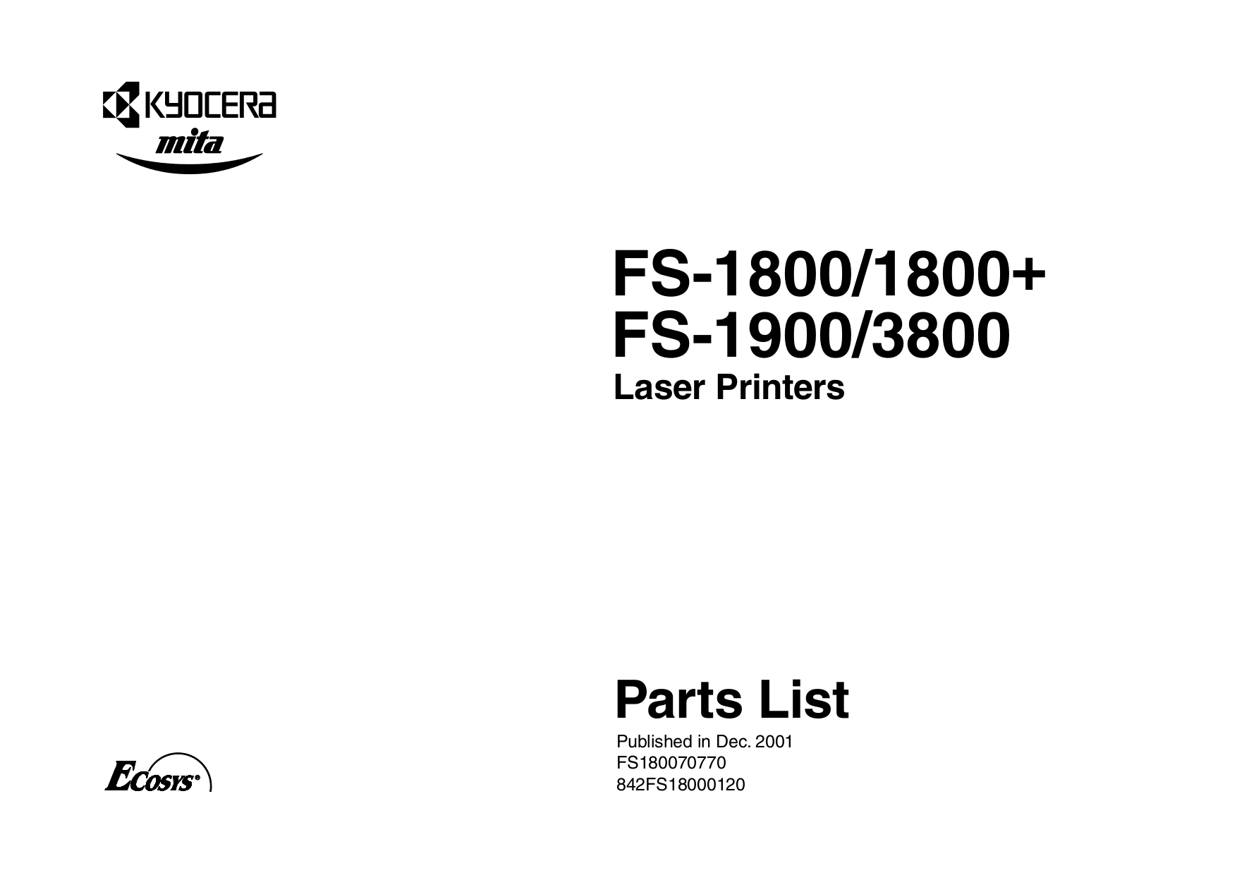 Kyocera Printer FS-3800 pdf page preview ...