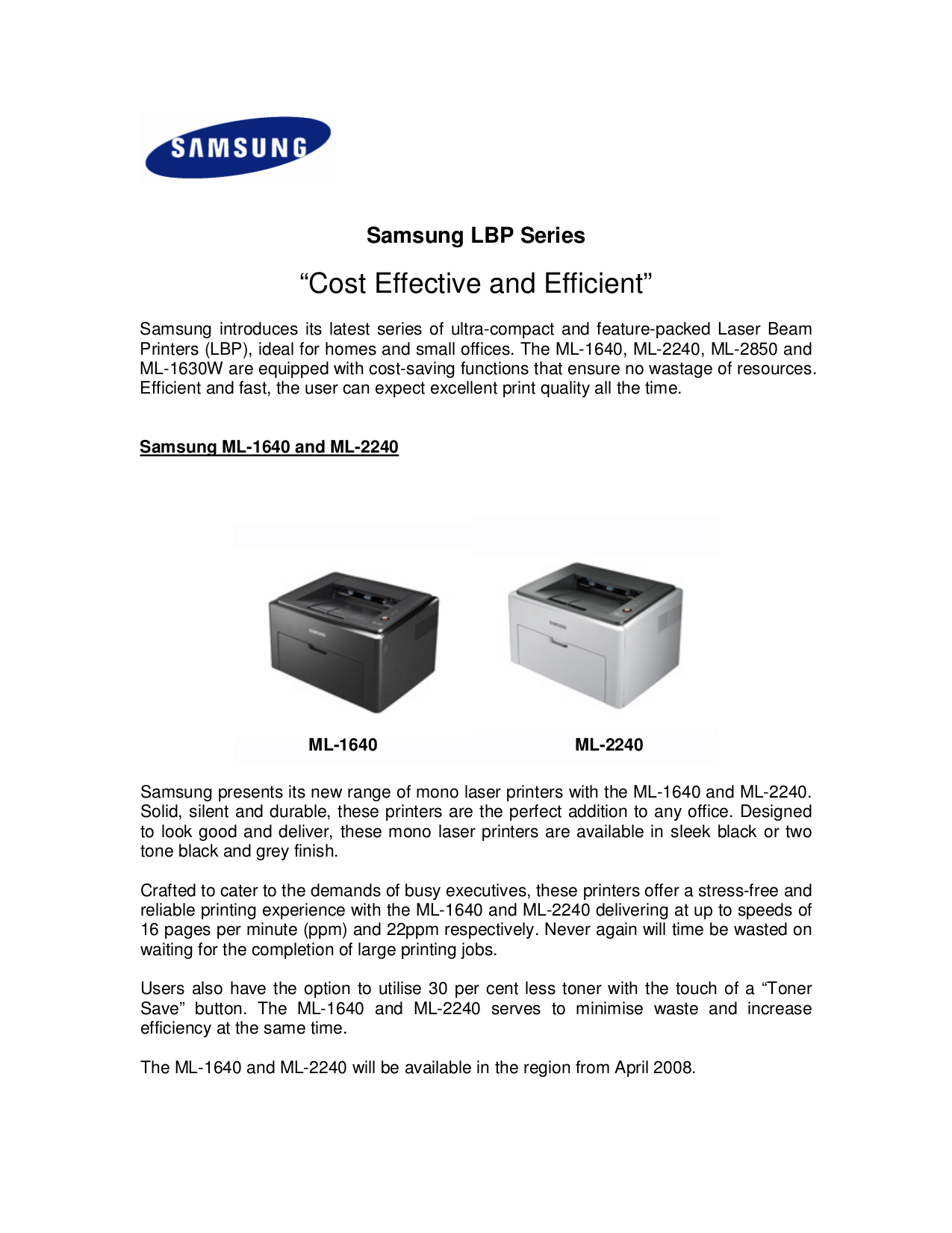 pdf for Samsung Printer ML-1630W manual