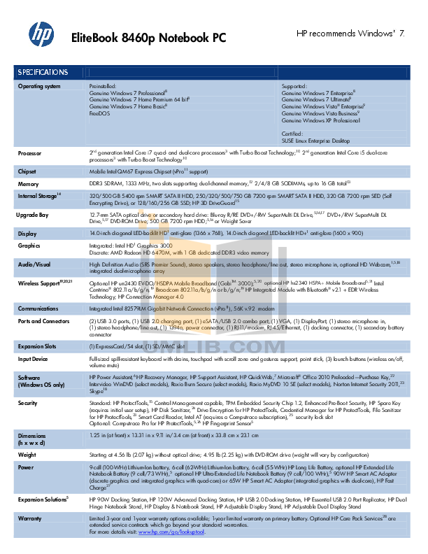 hp elitebook 8460p manual pdf