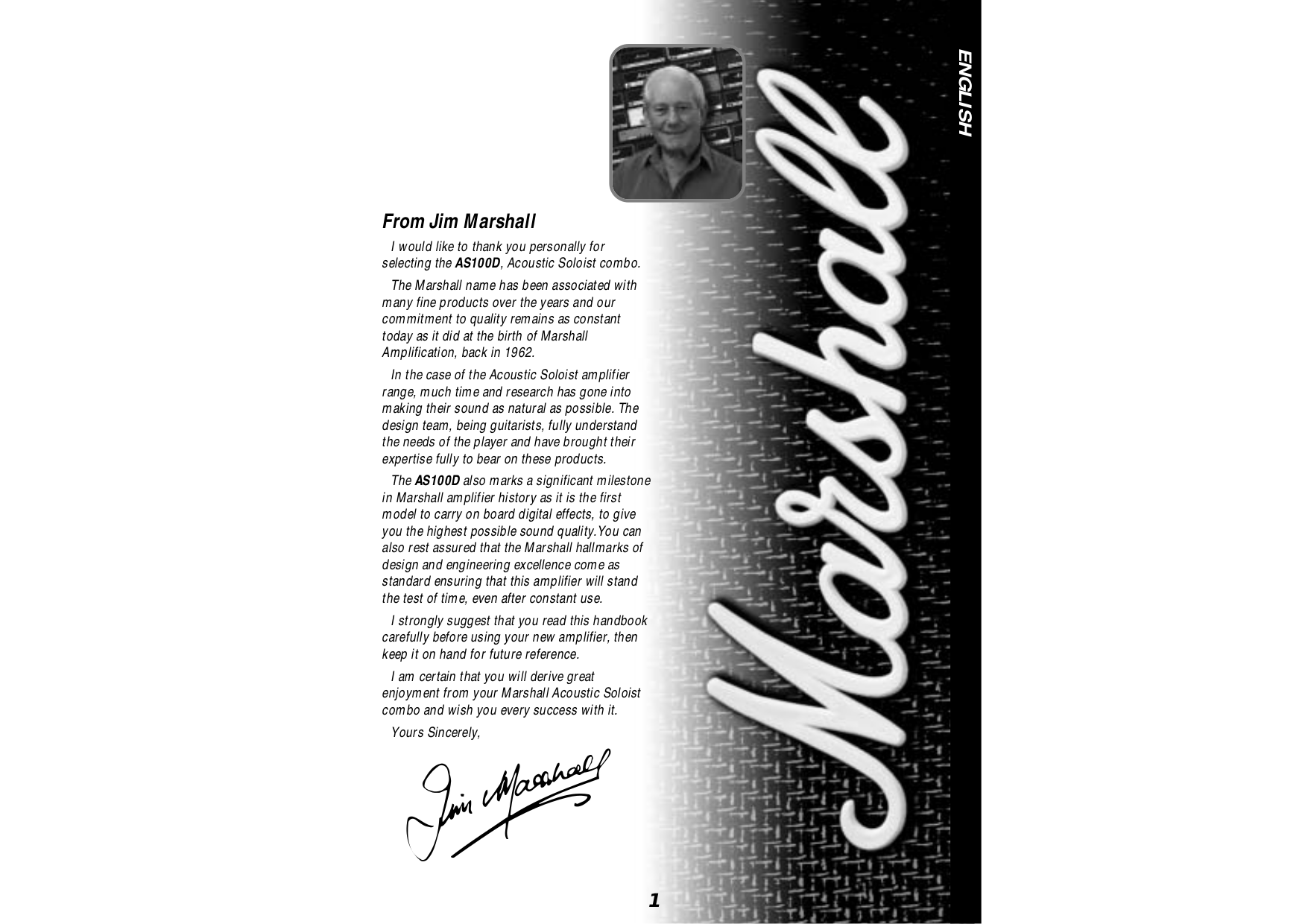 PDF manual for Marshall Amp AS100D