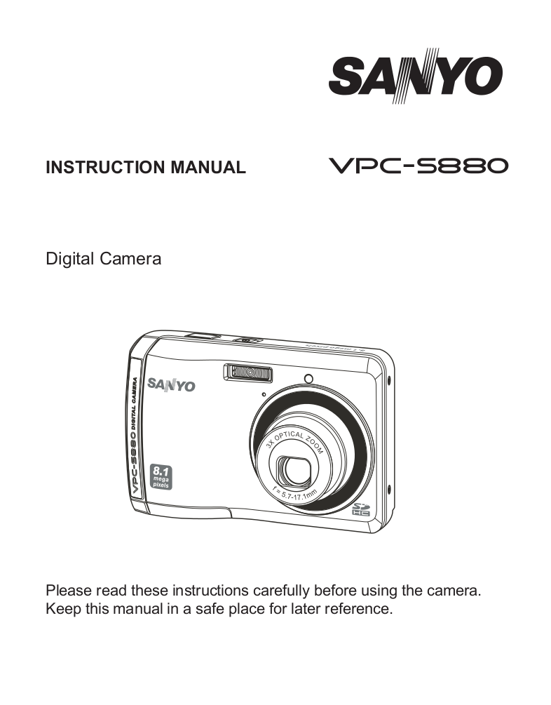 pdf for Sanyo Digital Camera Xacti VPC-S880 manual