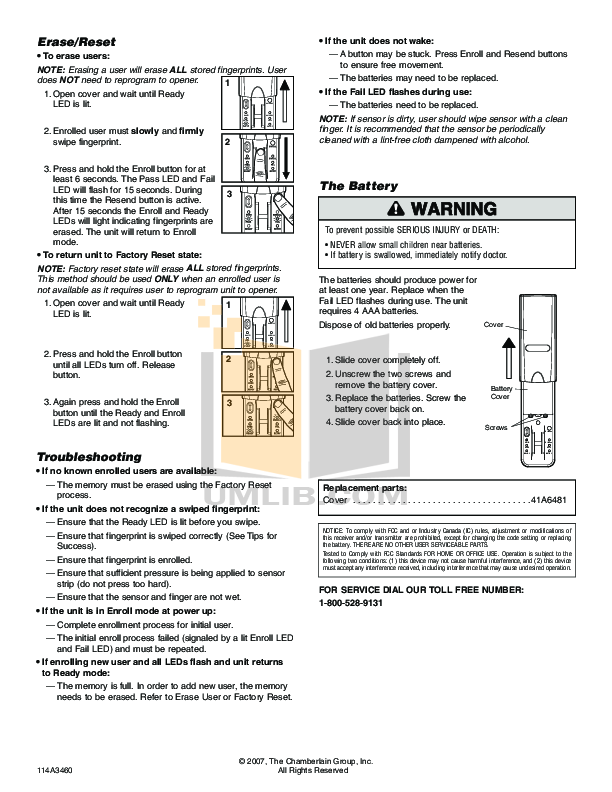 PDF Manual For Chamberlain Other 942FPC Keyless Entry Systesm