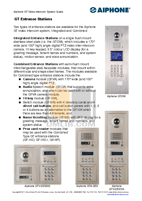 PDF manual for Aiphone Other IF-DA Intercoms