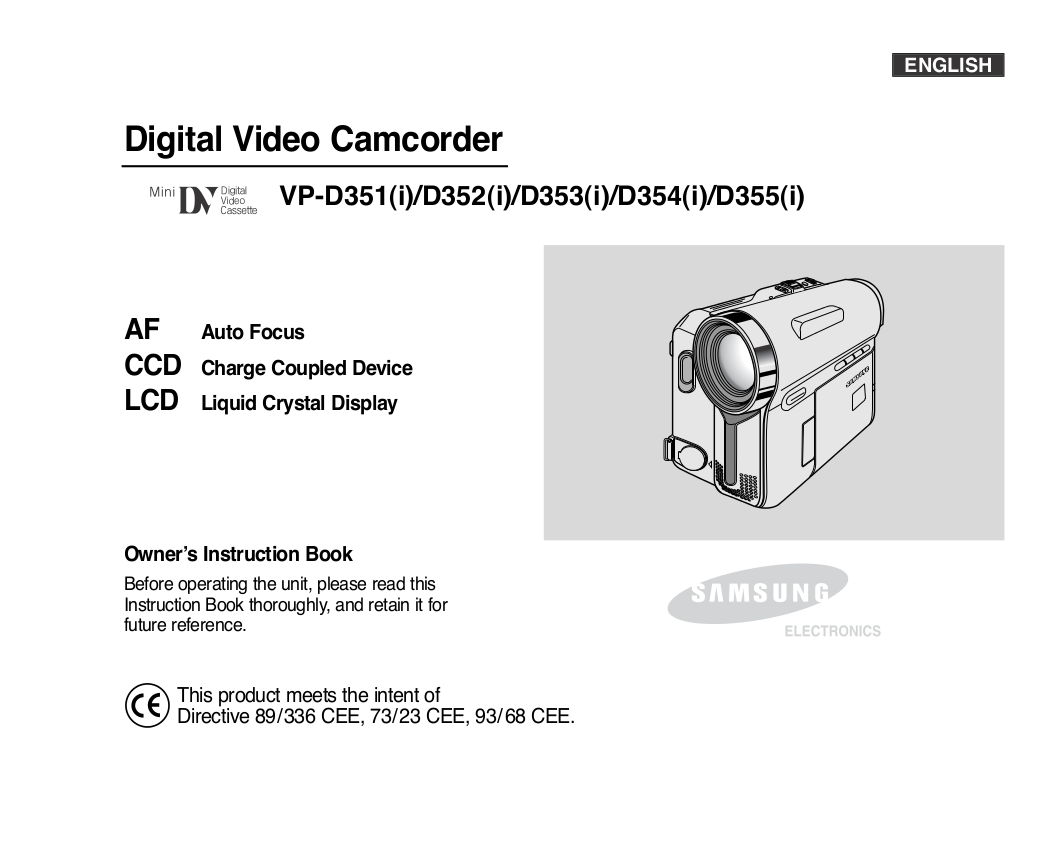 pdf for Samsung Camcorders VP-D351 manual