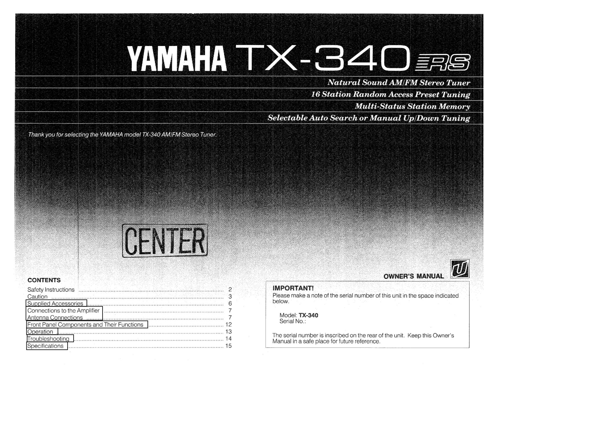 Yamaha Yht595bl Manual
