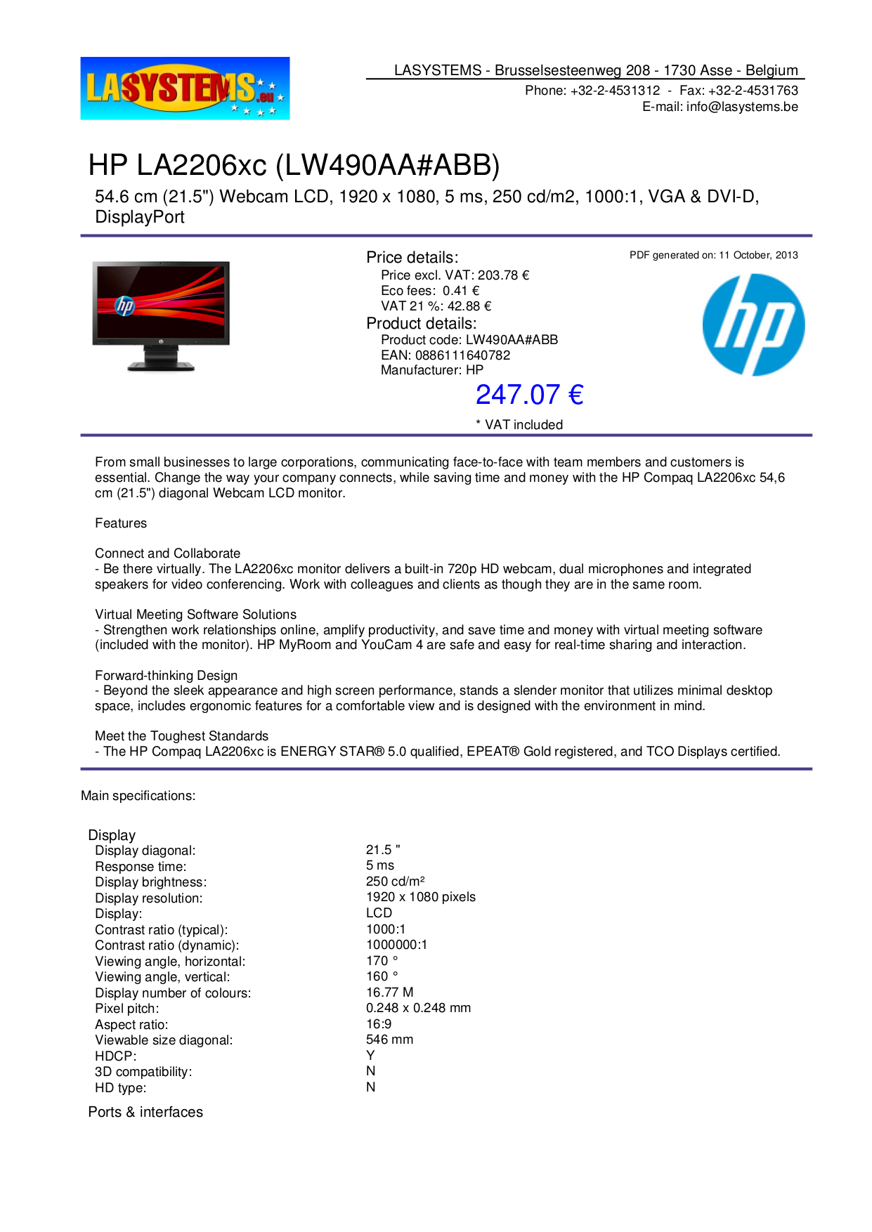 hp compaq la2205wg manual pdf