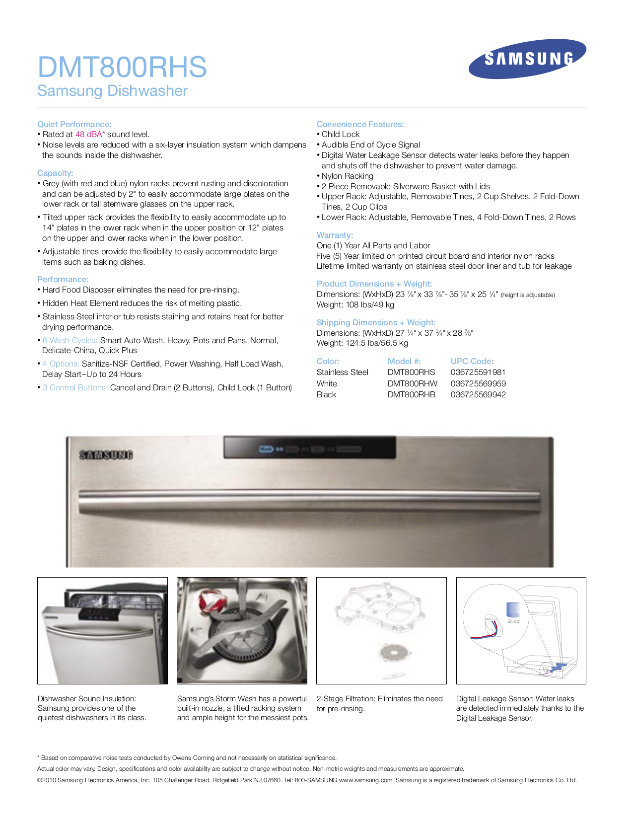 PDF manual for Samsung Dishwasher DMT800RHS