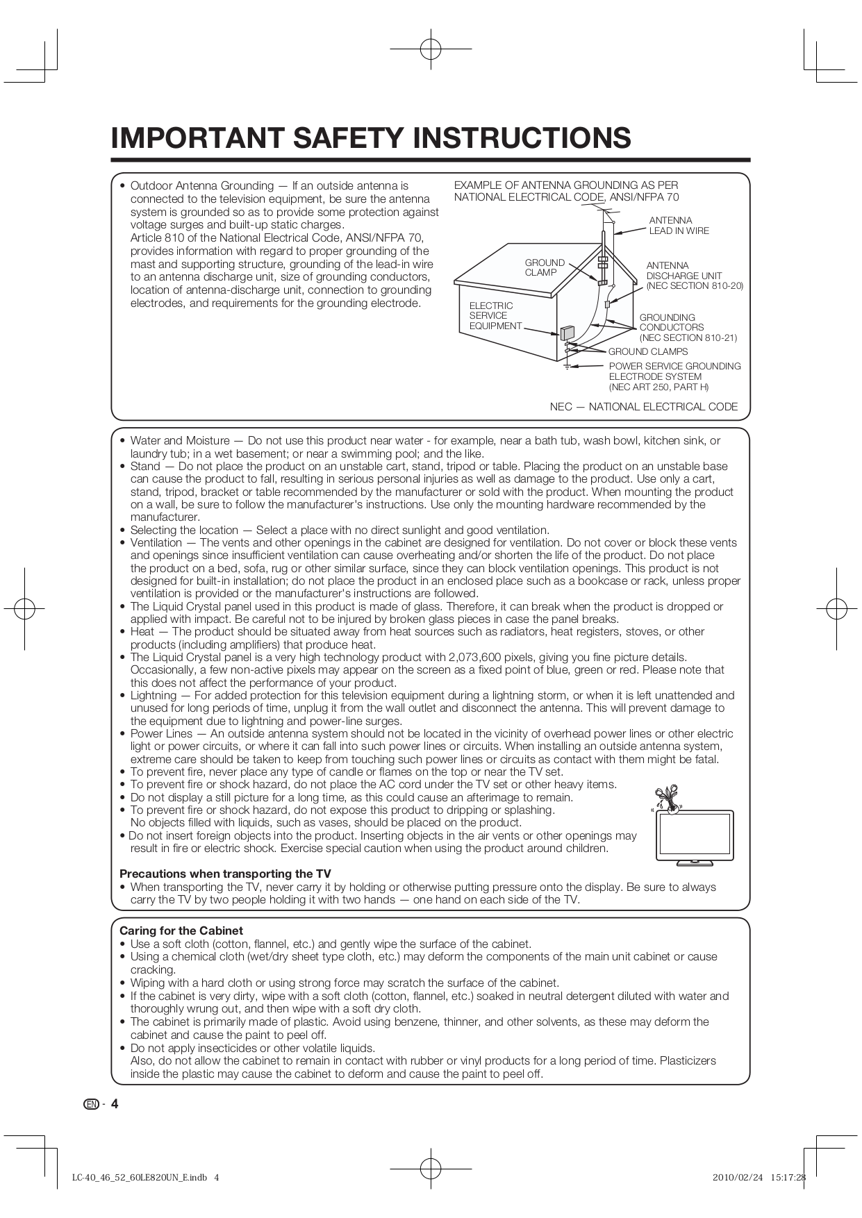 ... Sharp LCD TV AQUOS LC-52LE820UN pdf page preview ...