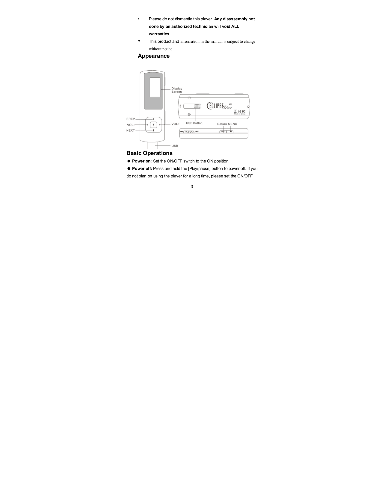 PDF manual for Mach MP3 Player Eclipse Duo 4GB