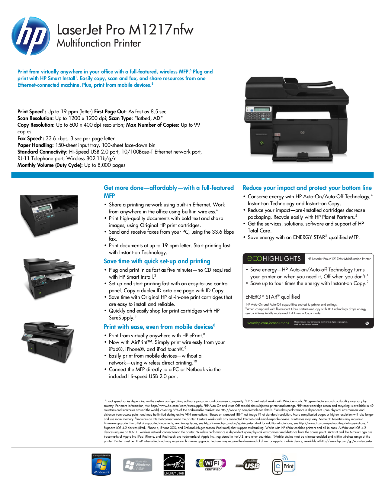 pdf for HP Multifunction Printer Laserjet,Color Laserjet M1217nfw manual