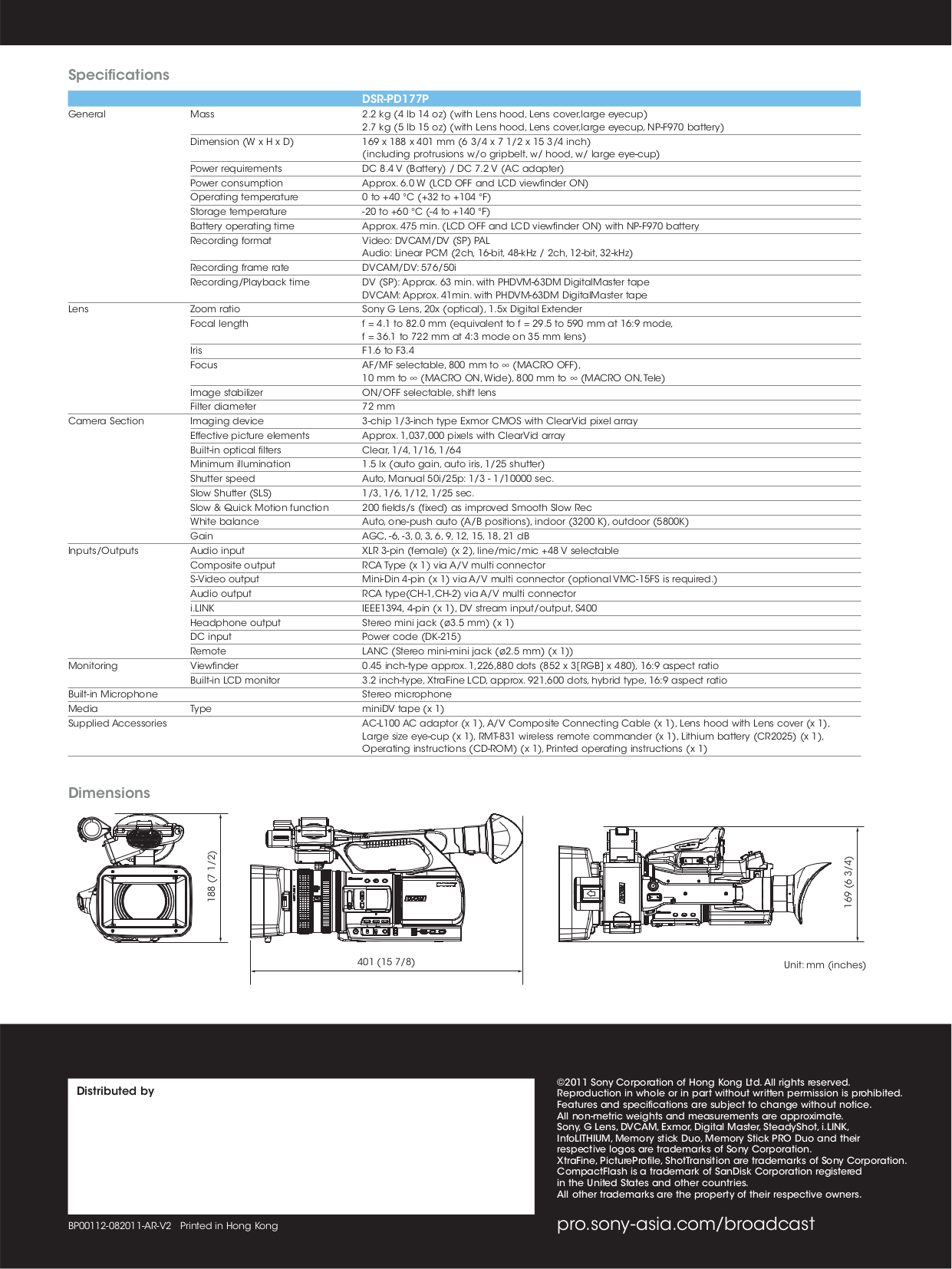 ... Sony Camcorders DSR-1800 pdf page preview