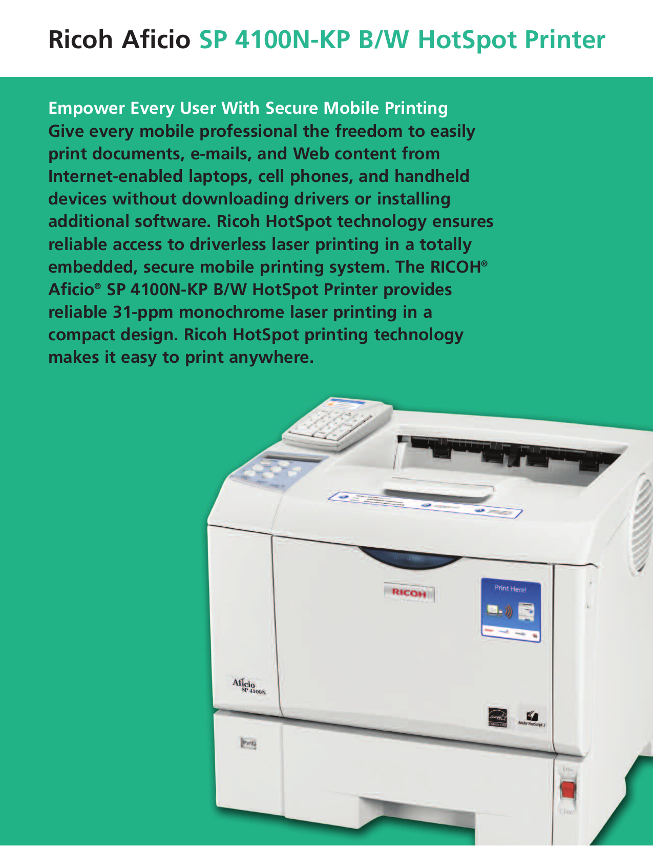 ... Ricoh Printer Aficio SP 4100N pdf page preview ...