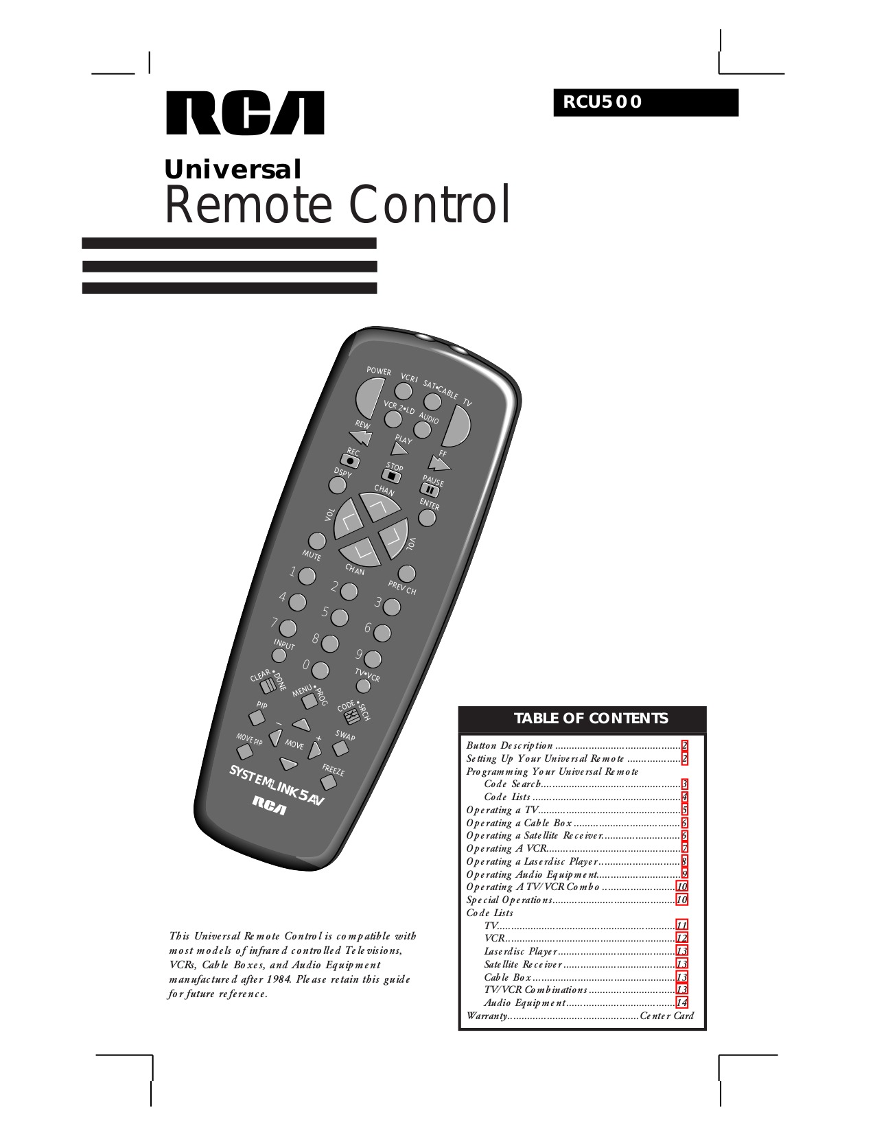Gemini G401s Universal Remote Control Manual