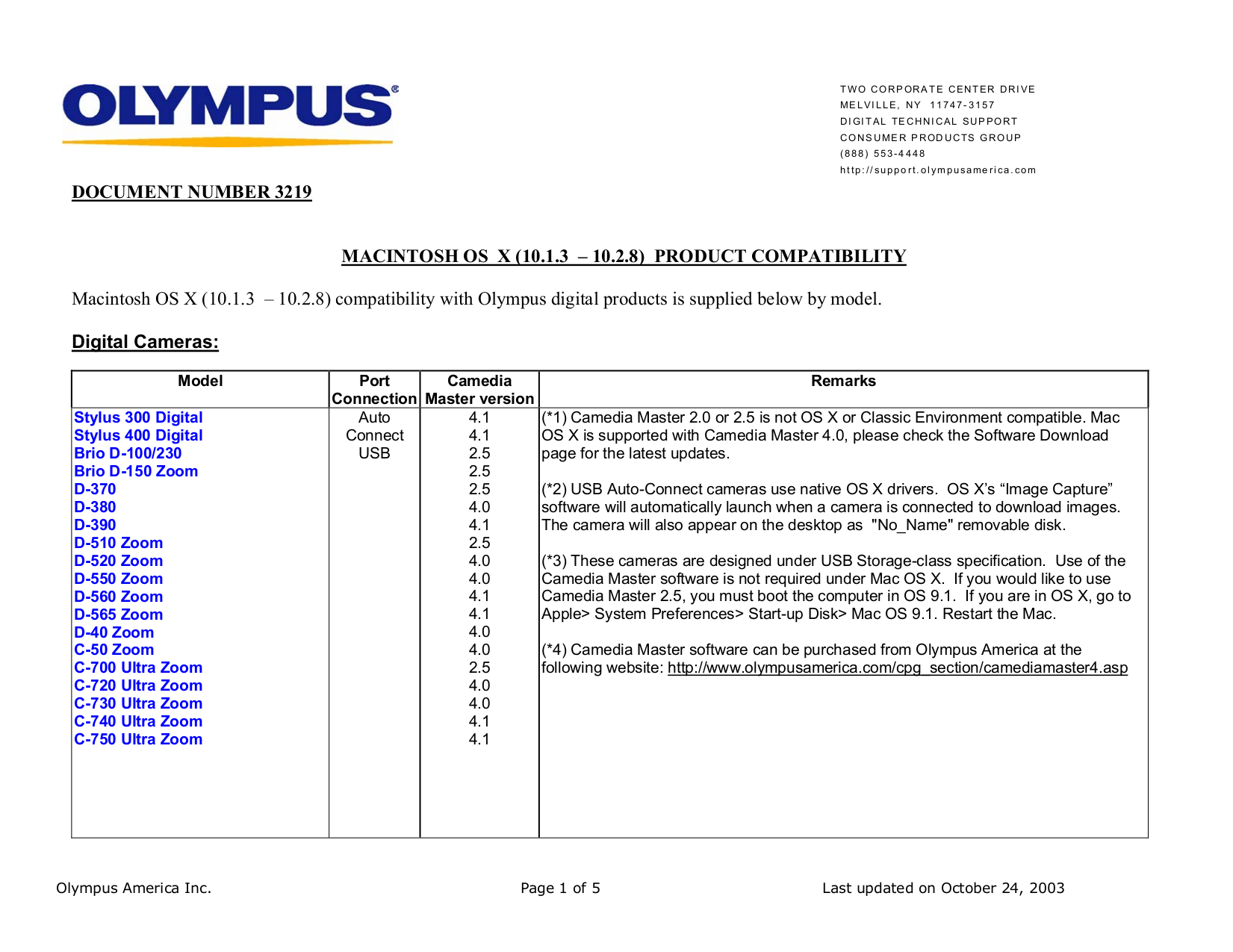 pdf for Olympus Digital Camera CAMEDIA D-520 Zoom manual