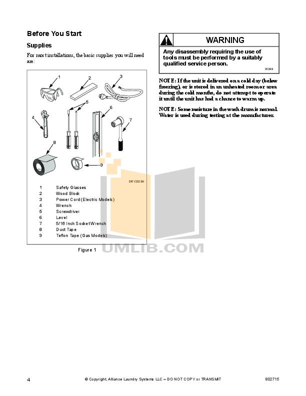 PDF manual for Frigidaire Washer GLTF1240AS0