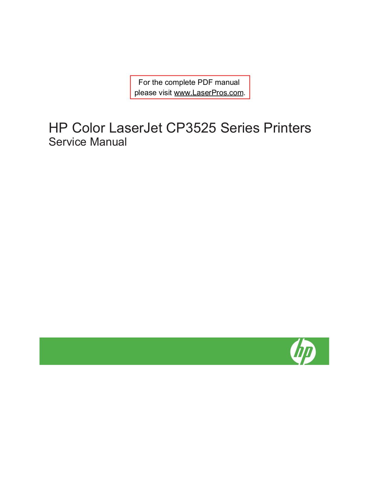 HP Printer Laserjet,Color Laserjet CP3525dn pdf page preview ...