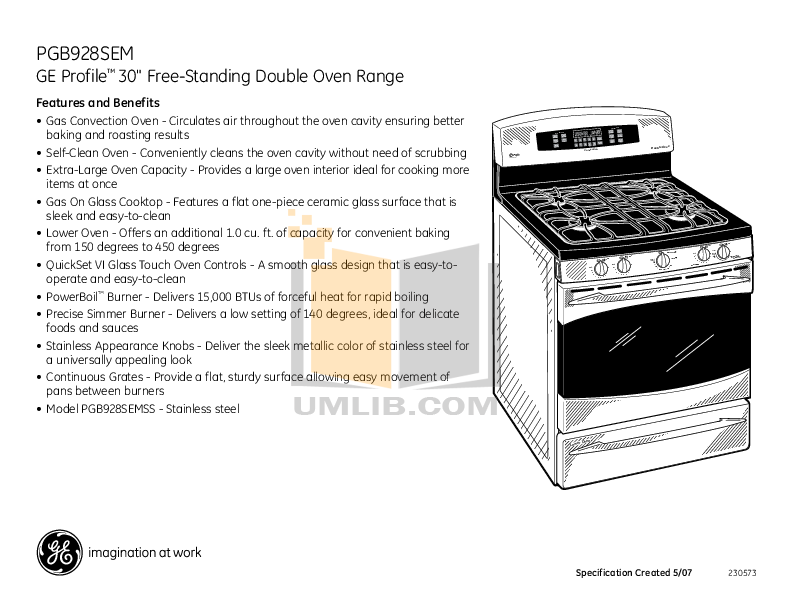 PDF manual for GE Range Profile PGB928SEMSS