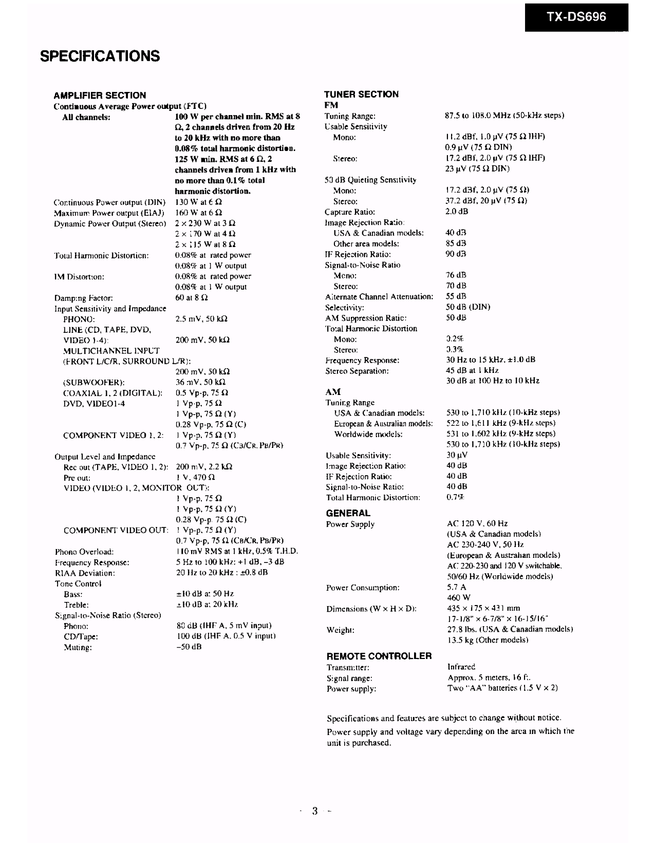 ... Onkyo Receiver TX-DS595 pdf page preview ...